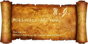 Miklovicz János névjegykártya